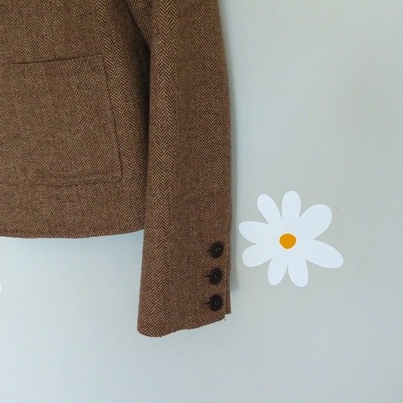 Vintage Brown Abercrombie Emblem Houndstooth Tartan Academia Blazer - Picture 8 of 10